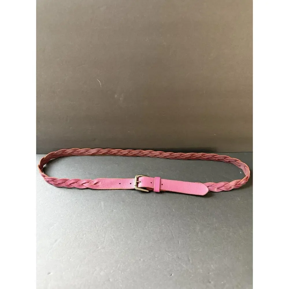 Vintage Eddie Bauer Braided Leather Belt Womens Size XL Skinny Boho Southwestern